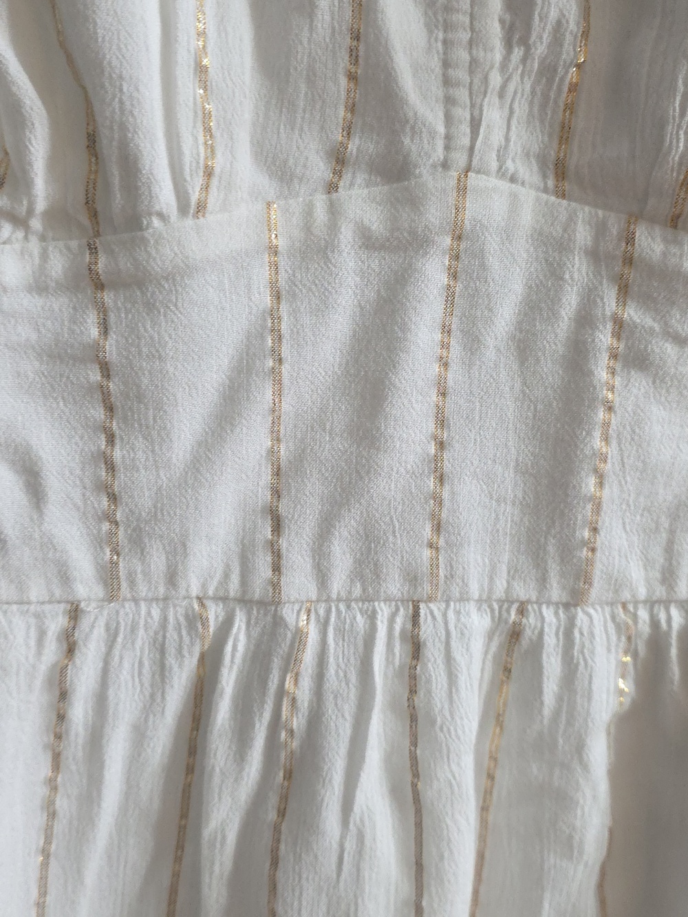 NWT Loft Women's Dress Cream W/Glittery Gold Stripes V-Neck Elastic Lined Sz XXL - Picture 6 of 12